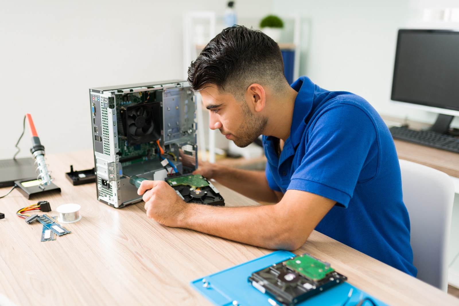 Technician working on equipment