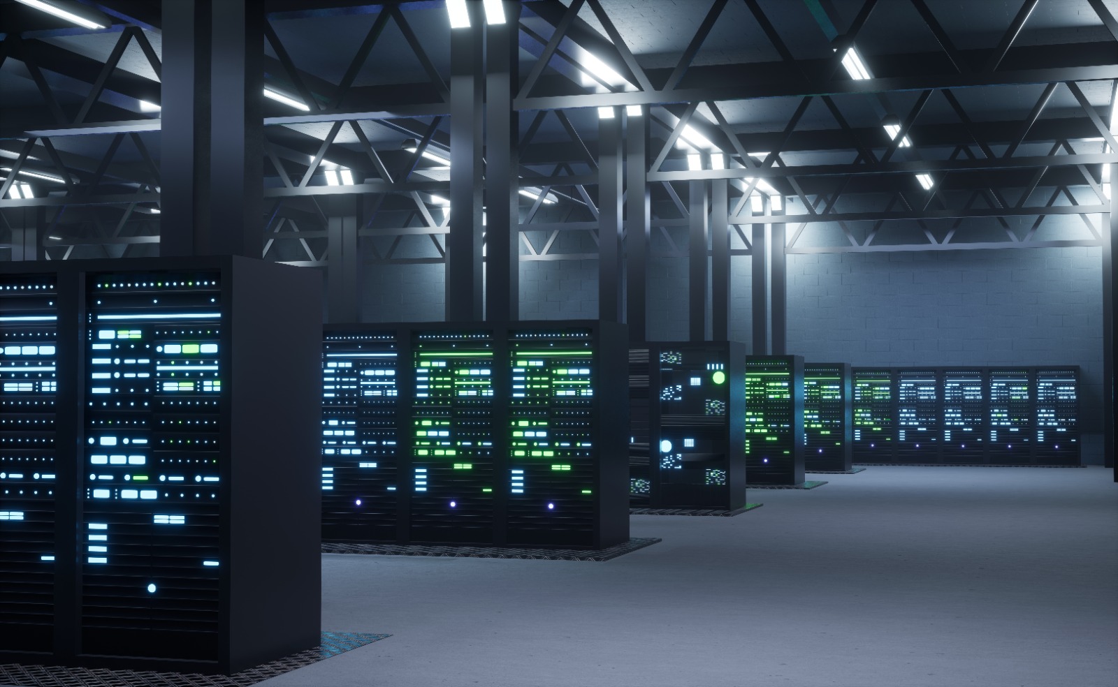 Server rack with network cables